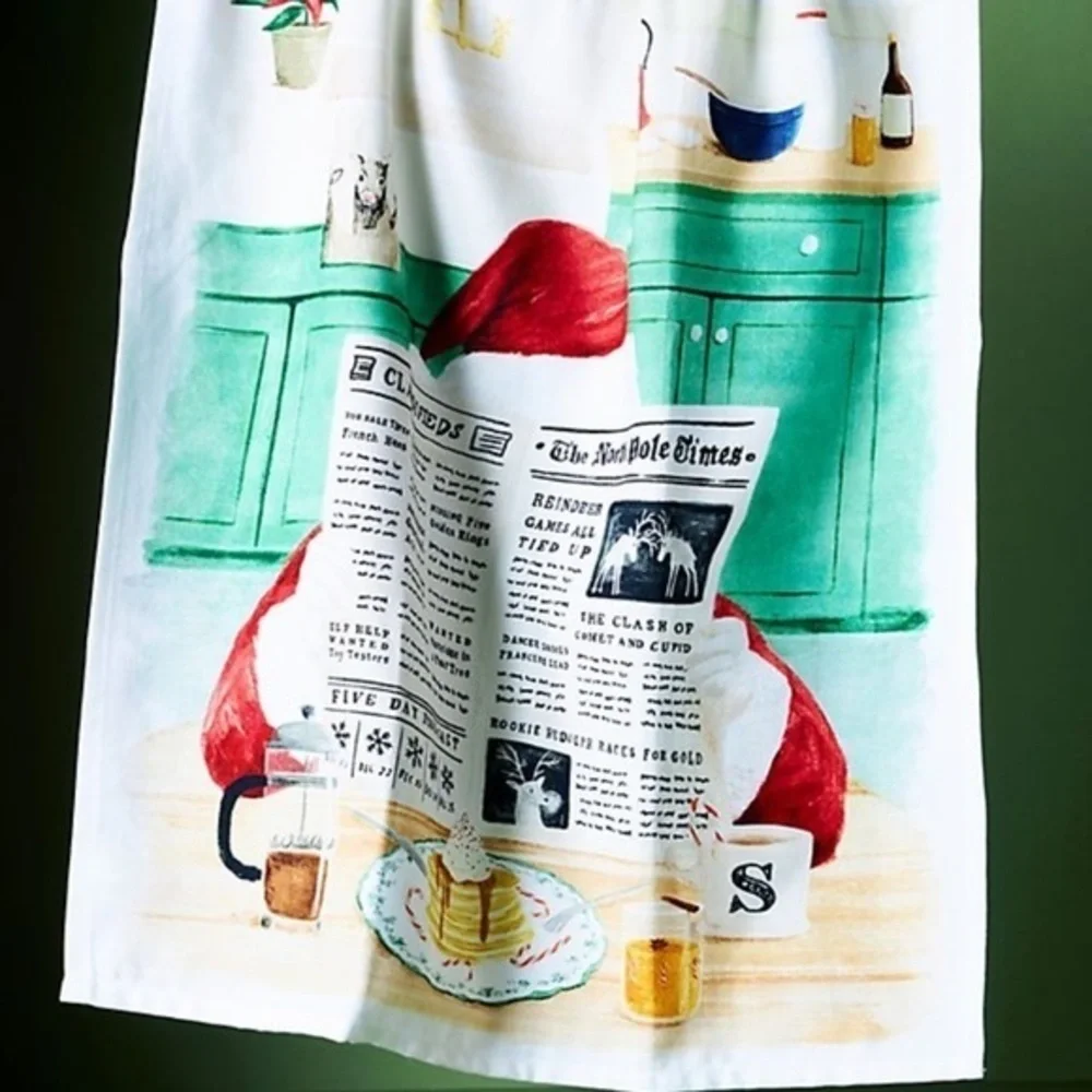Anthropologie Breakfast With Santa Kitchen Towel